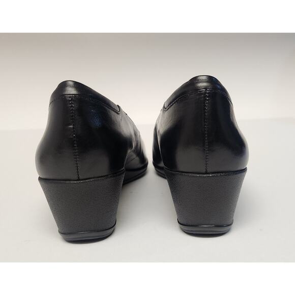 Nature Women's Black Leather Wedge Heel Shoes Size 8M - Picture 9 of 11
